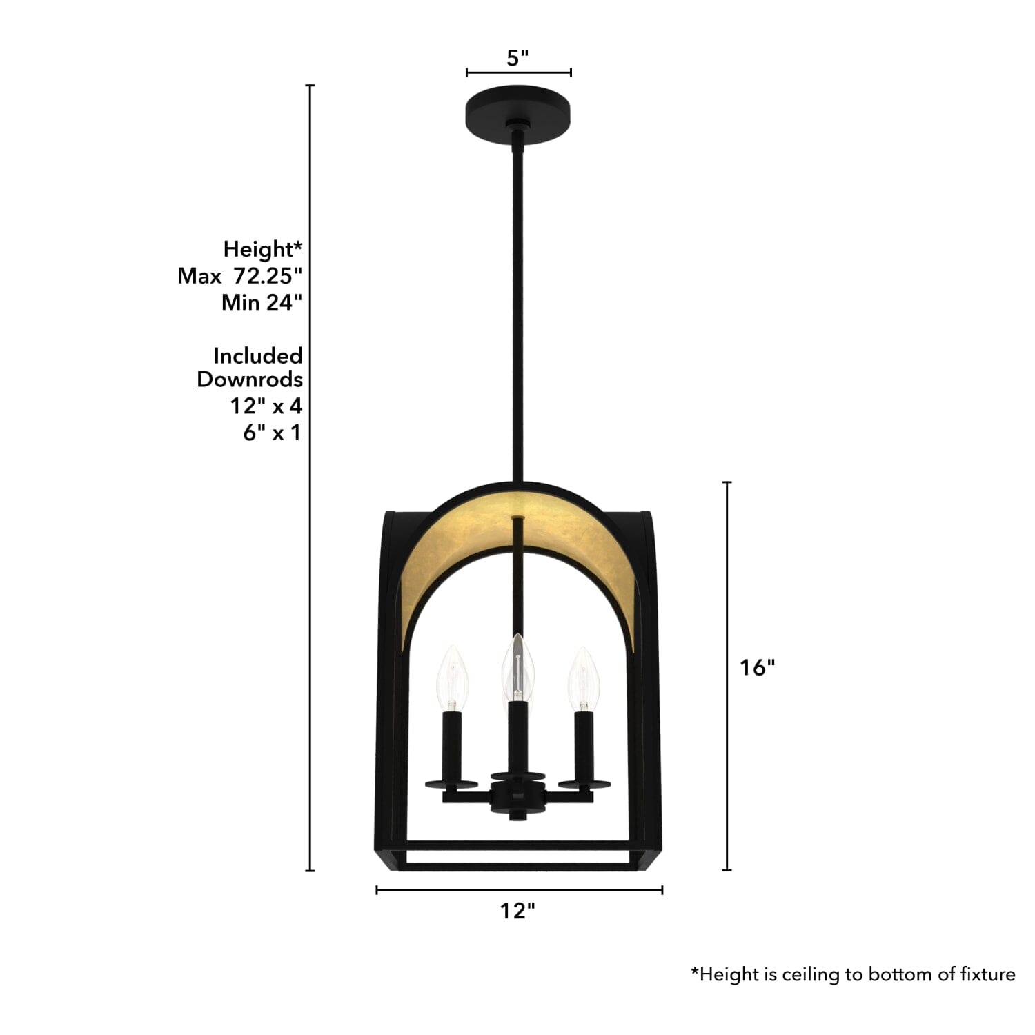 Dukestown 4 Light Lantern Pendant 12 inch - Image 4