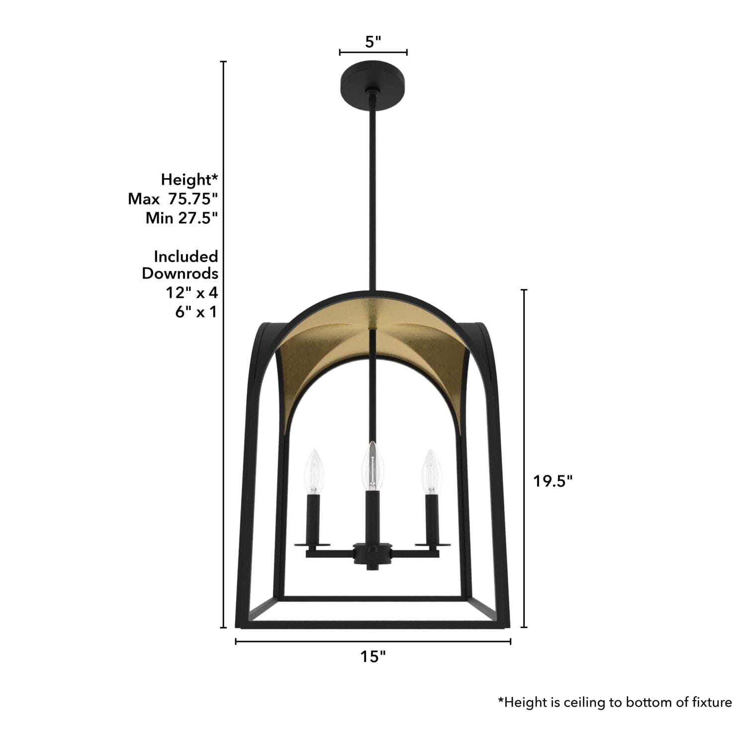 Dukestown 4 Light Lantern Pendant 15 in - Image 4