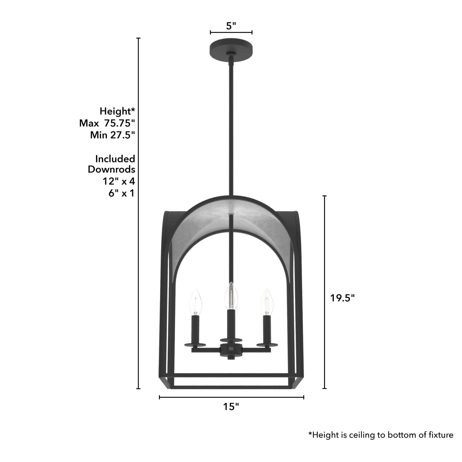 Dukestown Lantern Pendant 4 Light 15 in - Image 4