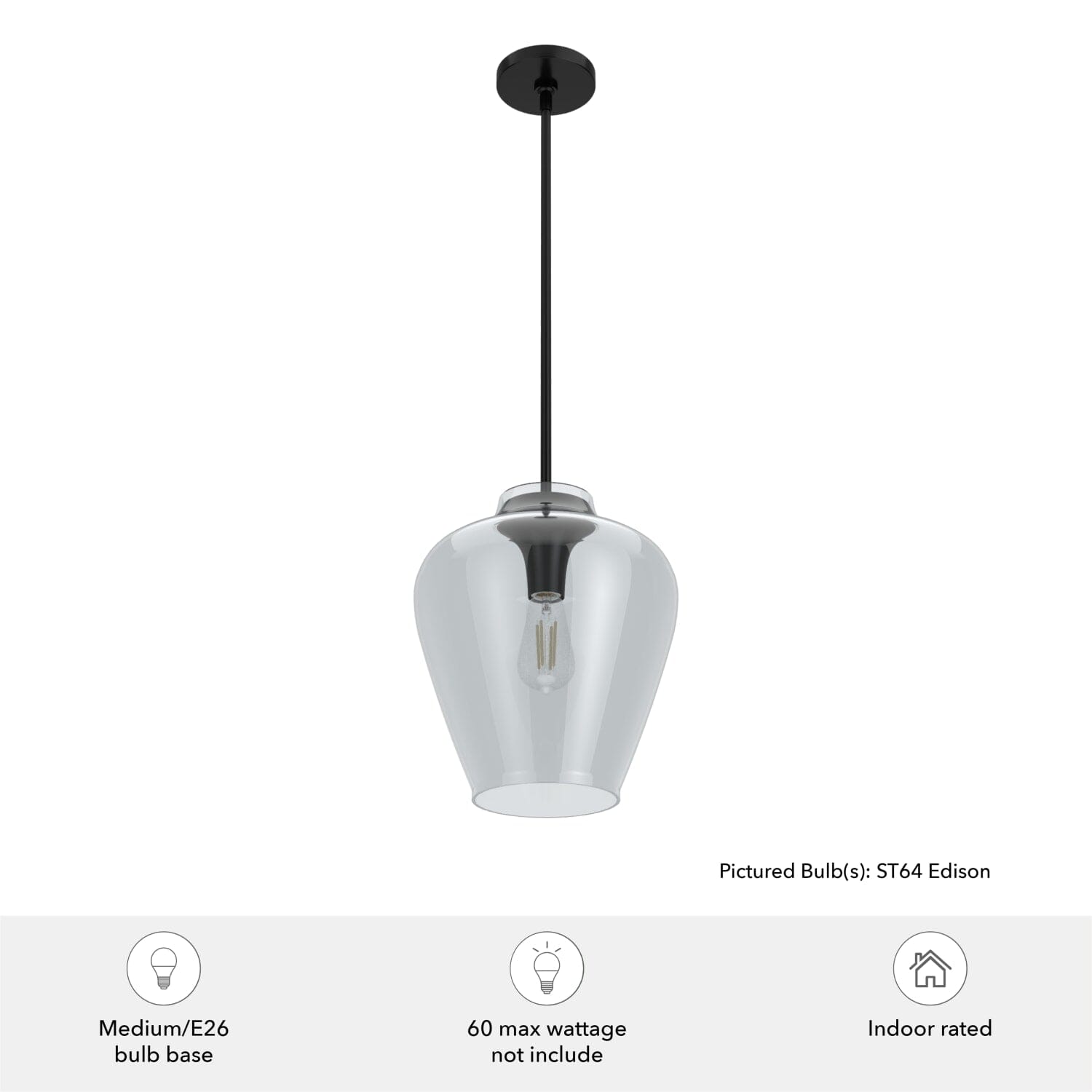 Vidria Smoked Glass 1 Light 12 Inch Pendant - Image 3