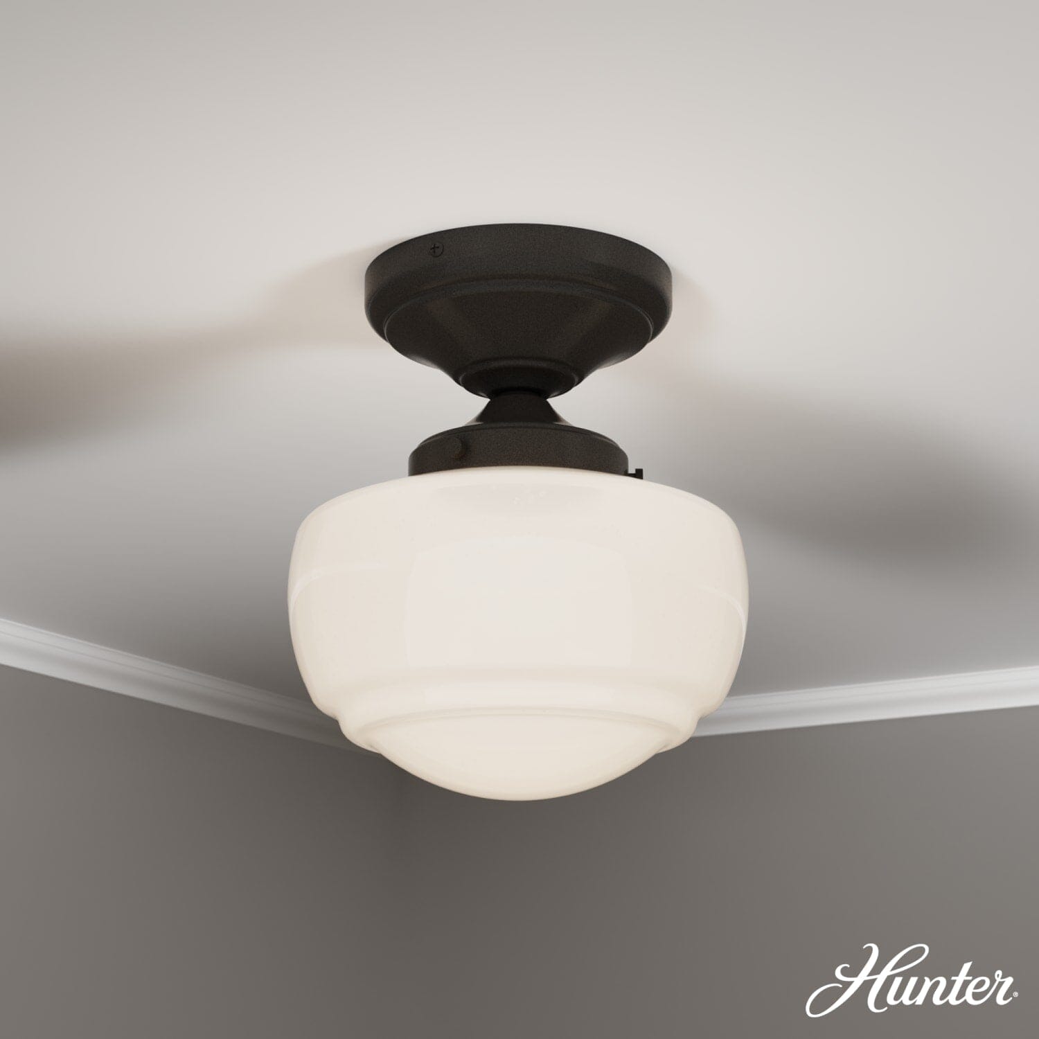 Saddle Creek Shiny Cased White Glass 1 Light Mini Semi Flush - Image 3