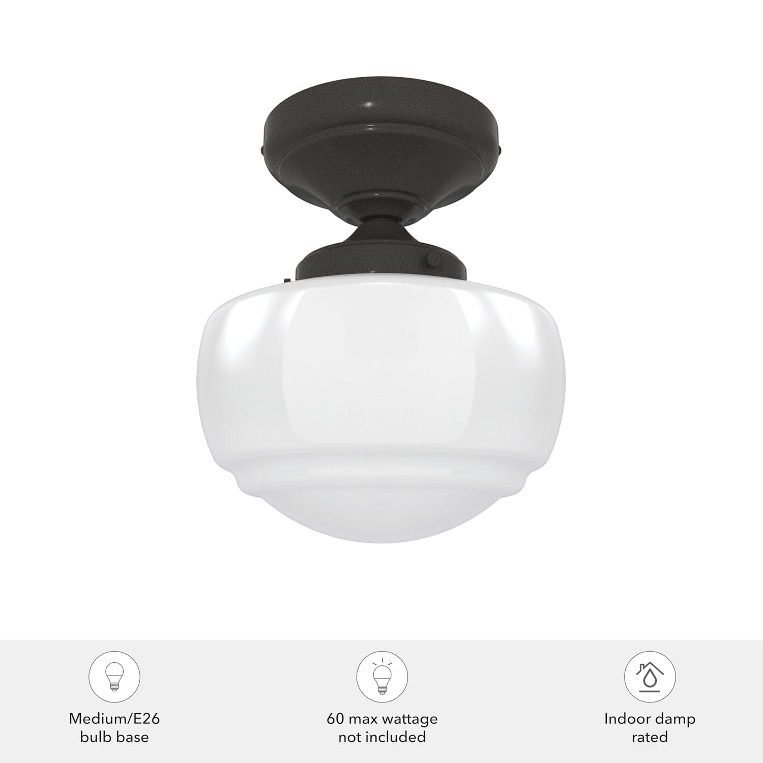 Saddle Creek Shiny Cased White Glass 1 Light Mini Semi Flush - Image 6