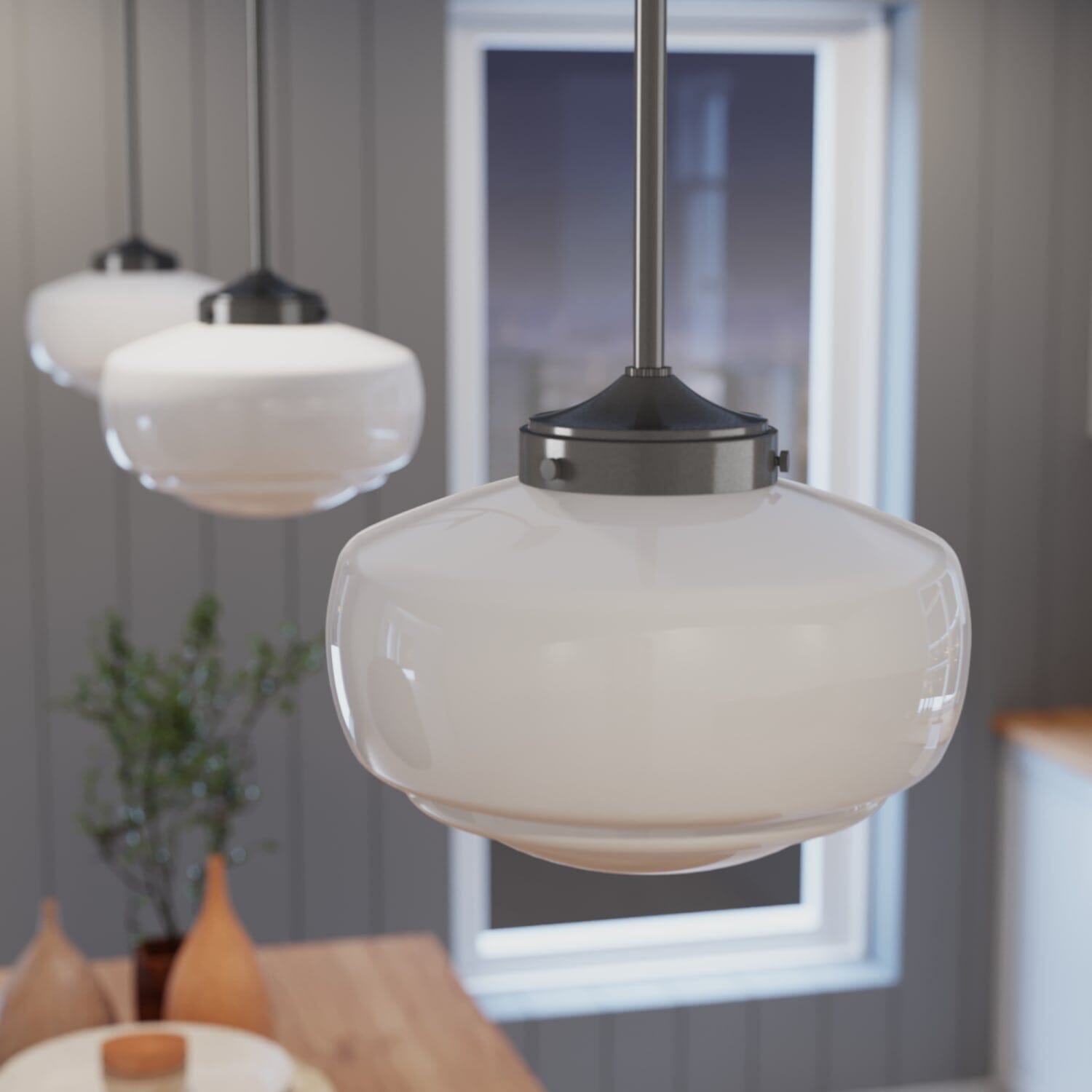 Saddle Creek Shiny Cased White Glass 1 Light 10 Inch Pendant
