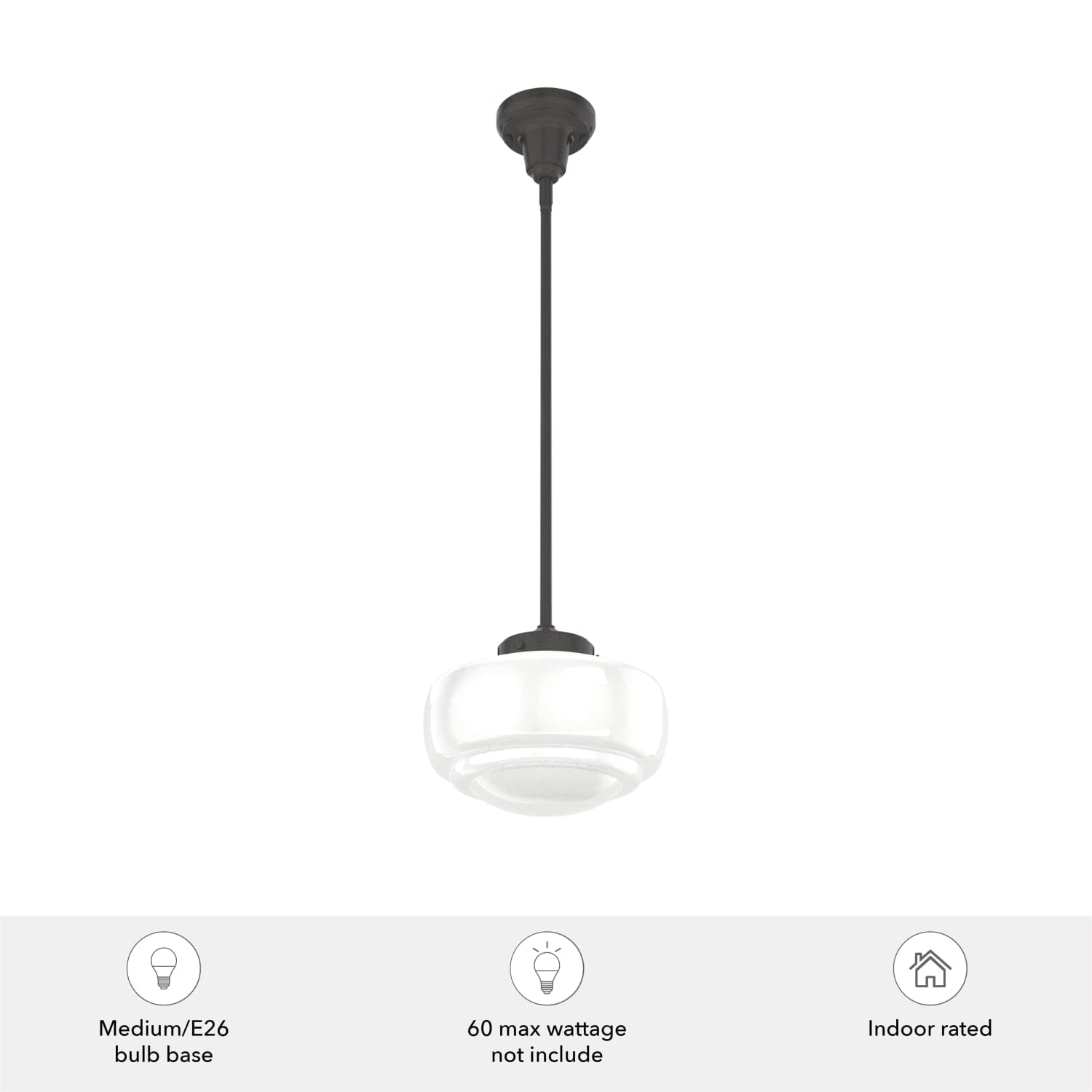 Saddle Creek Shiny Cased White Glass 1 Light 10 Inch Pendant - Image 5