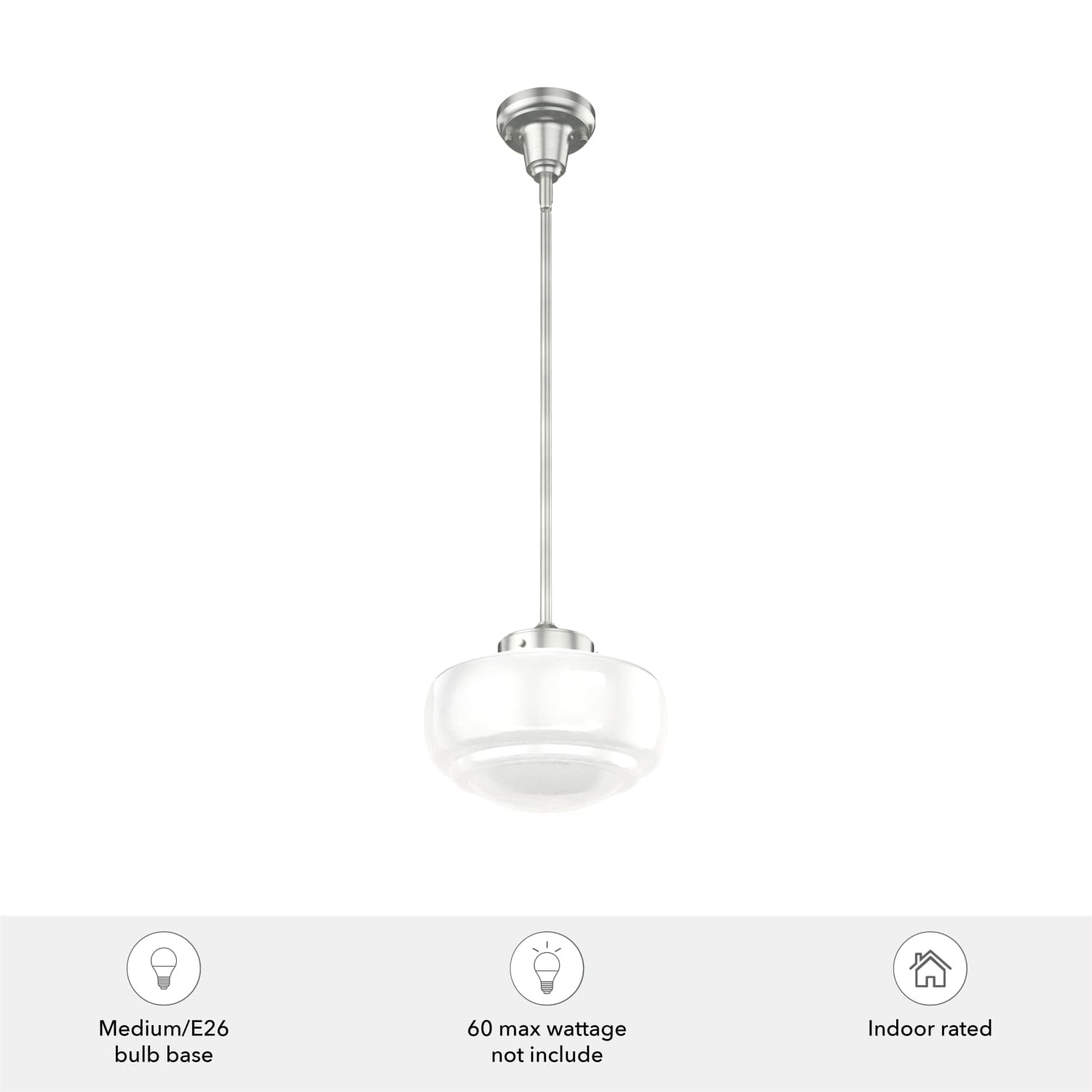 Saddle Creek Shiny Cased White Glass 1 Light 10 Inch Pendant - Image 6