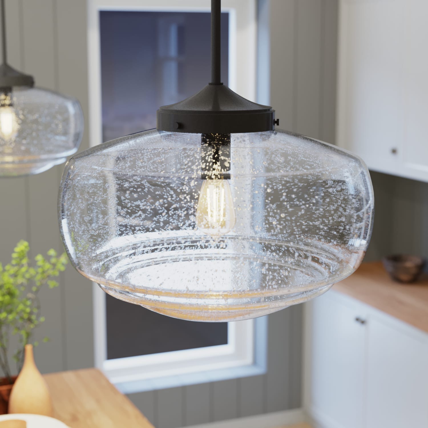 Saddle Creek Clear Seeded Glass 1 Light 16 Inch Pendant
