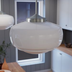 Saddle Creek Shiny Cased White Glass 1 Light 16 Inch Pendant
