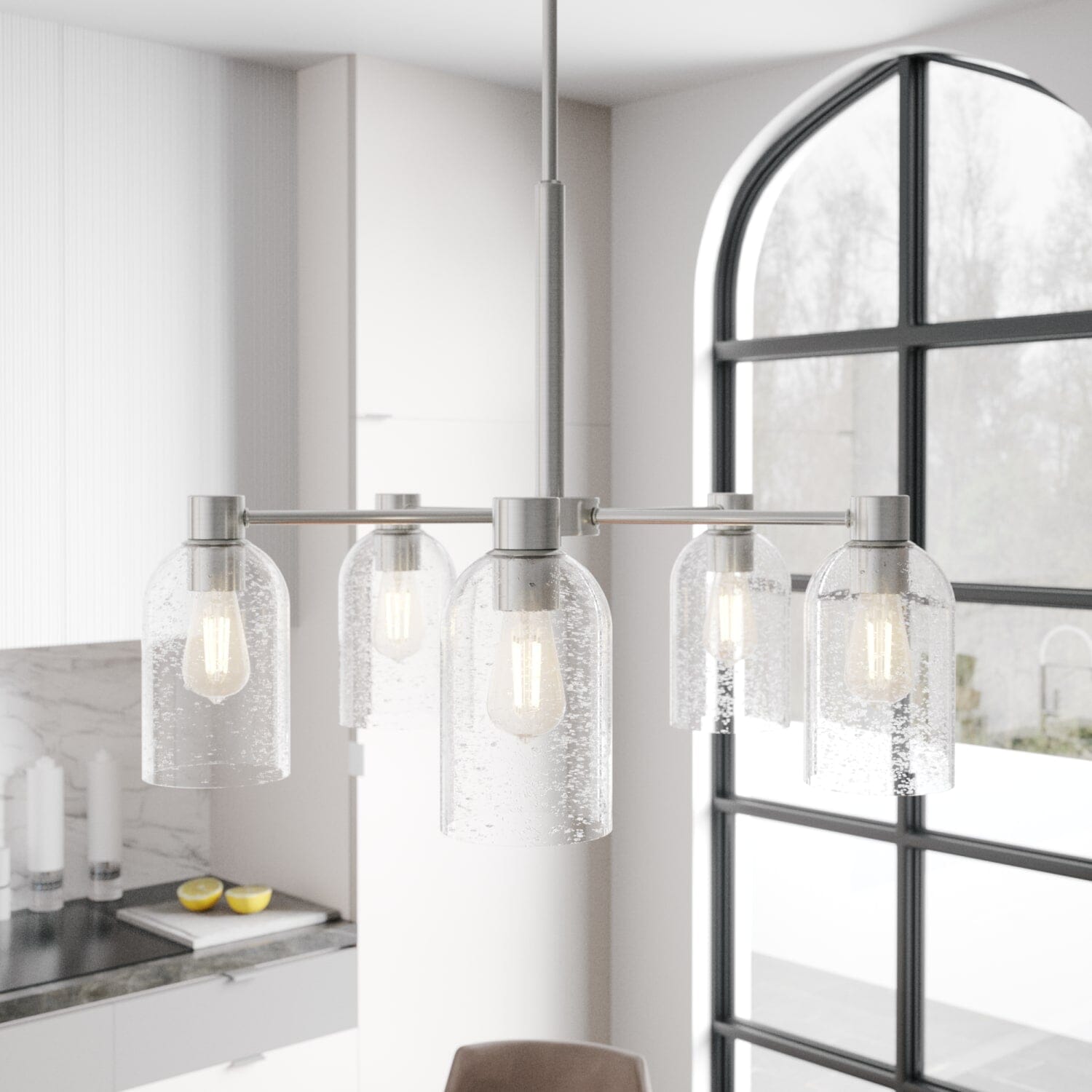 Lochemeade Clear Seeded Glass 5 Light Chandelier