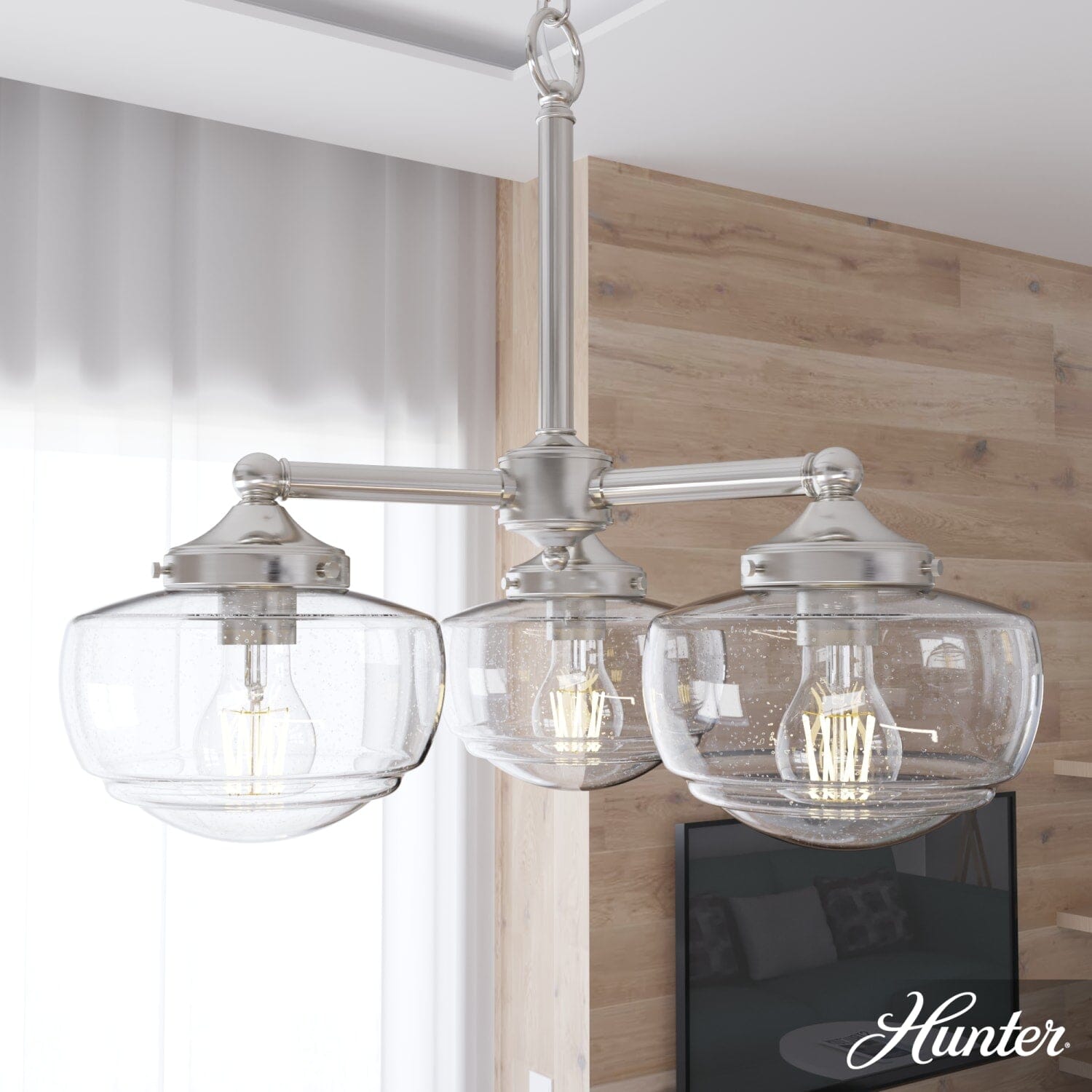 Saddle Creek Clear Seeded Glass 3 Light Chandelier