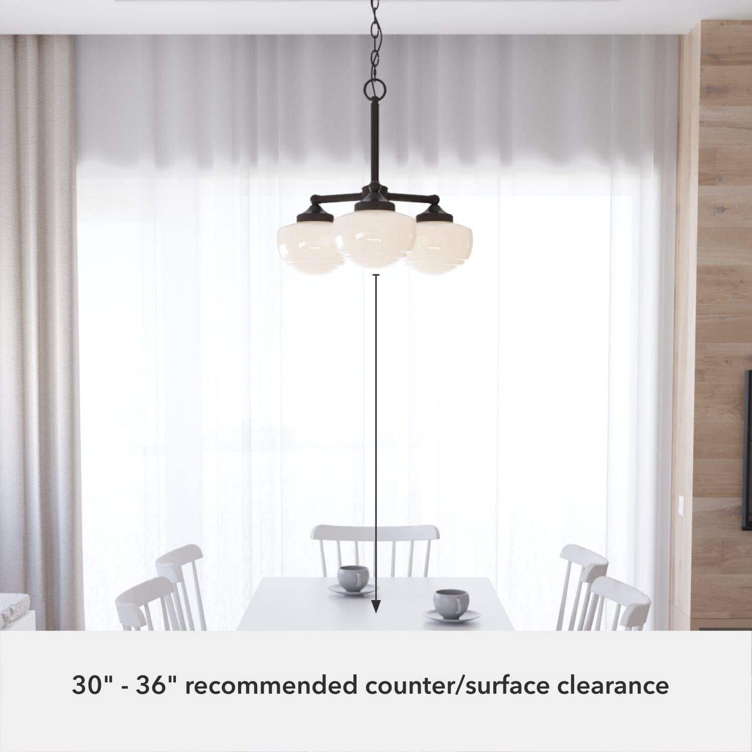 Saddle Creek Shiny Cased White Glass 3 Light Chandelier - Image 5