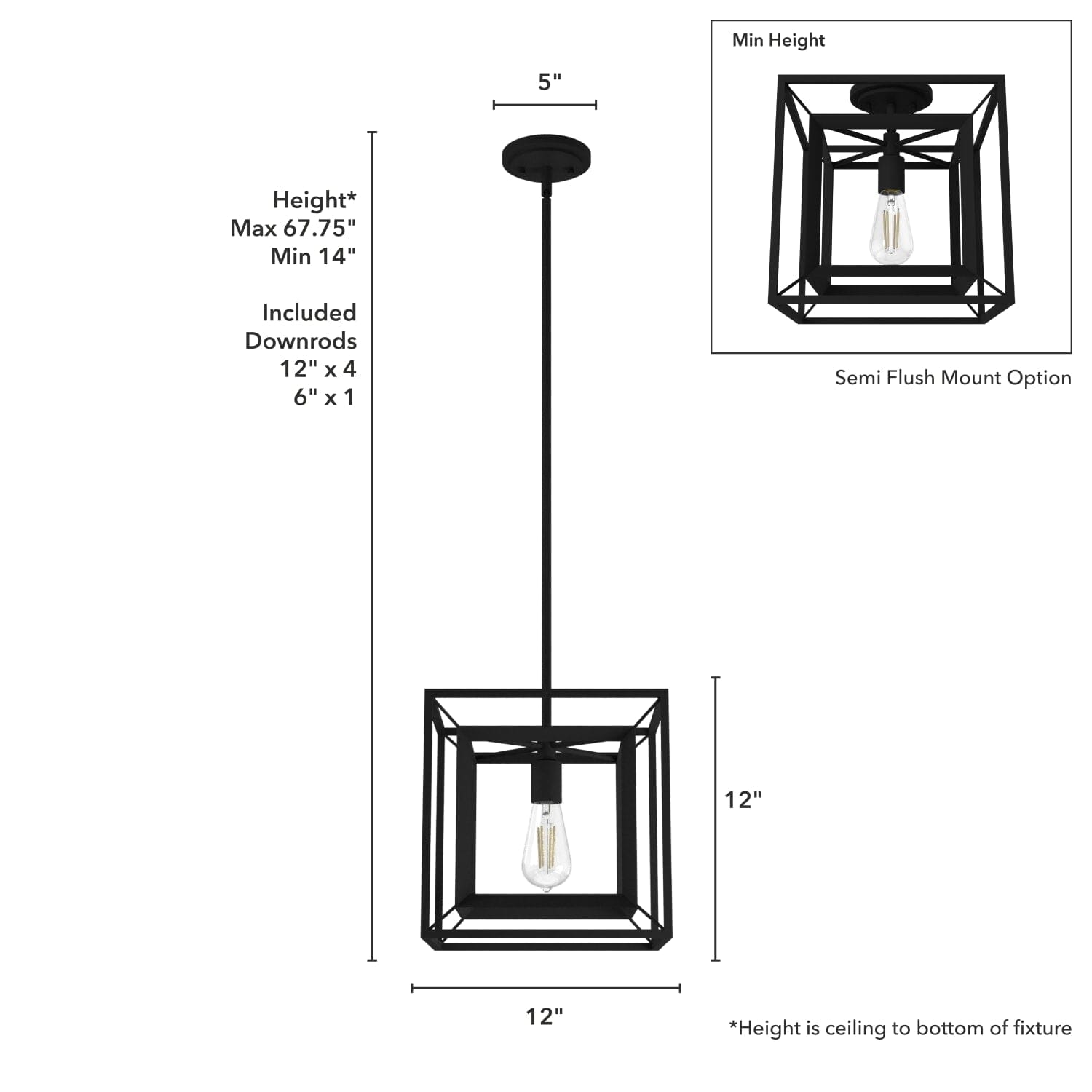 Doherty Convertible 1 Light Pendant 12 inch - Image 4