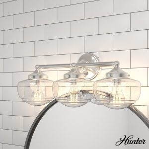 Saddle Creek Clear Seeded Glass 3 Light Vanity