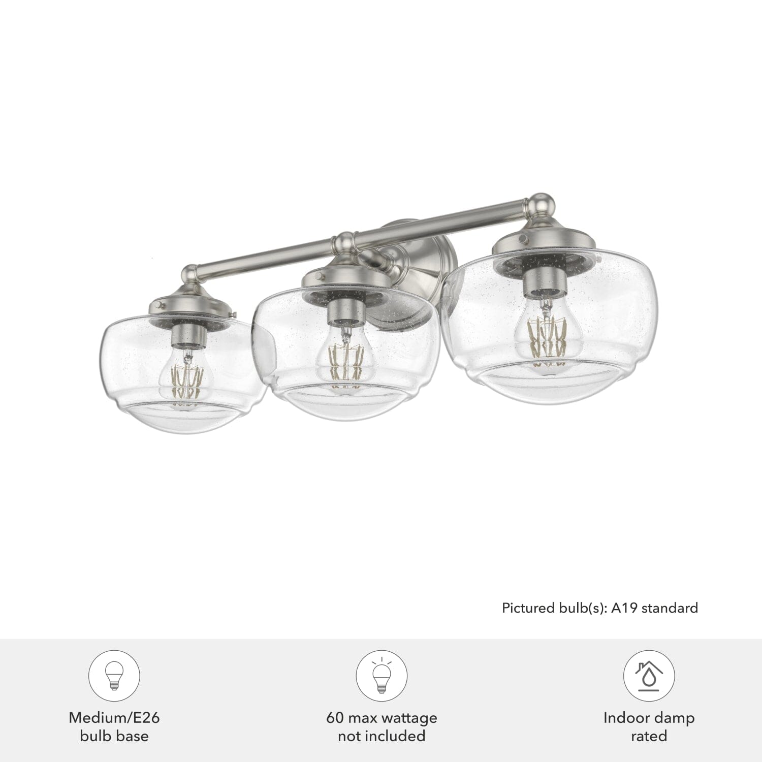Saddle Creek Clear Seeded Glass 3 Light Vanity - Image 2
