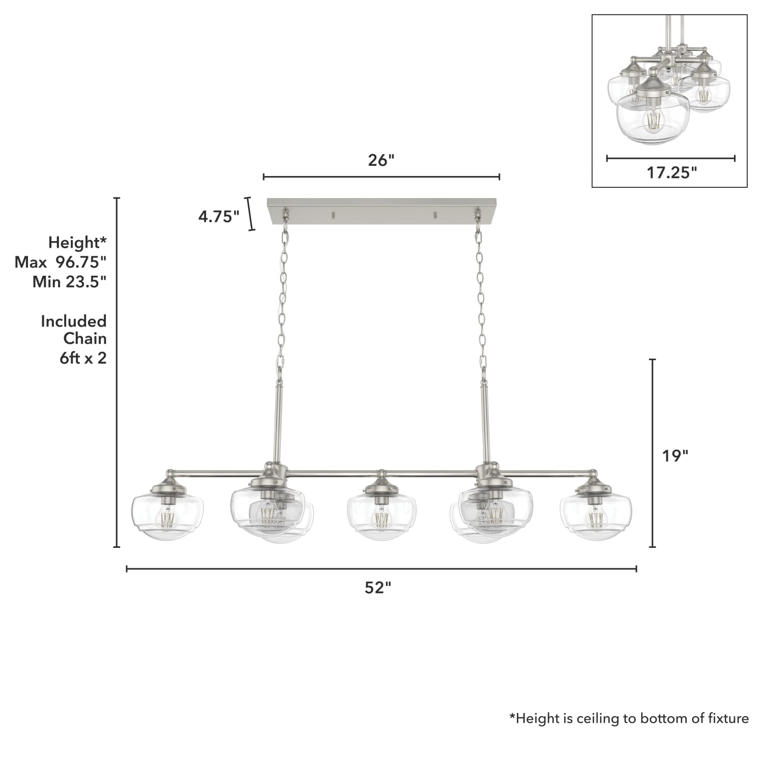 Saddle Creek 7 Light Linear Chandelier - Image 4