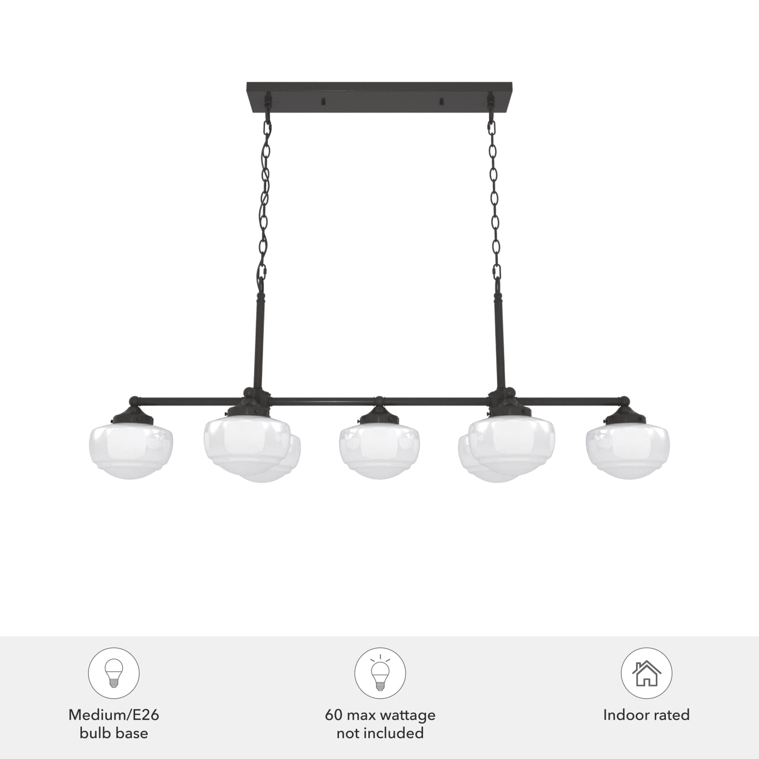 Saddle Creek Shiny Cased White Glass 7 Light Linear Chandelier - Image 6