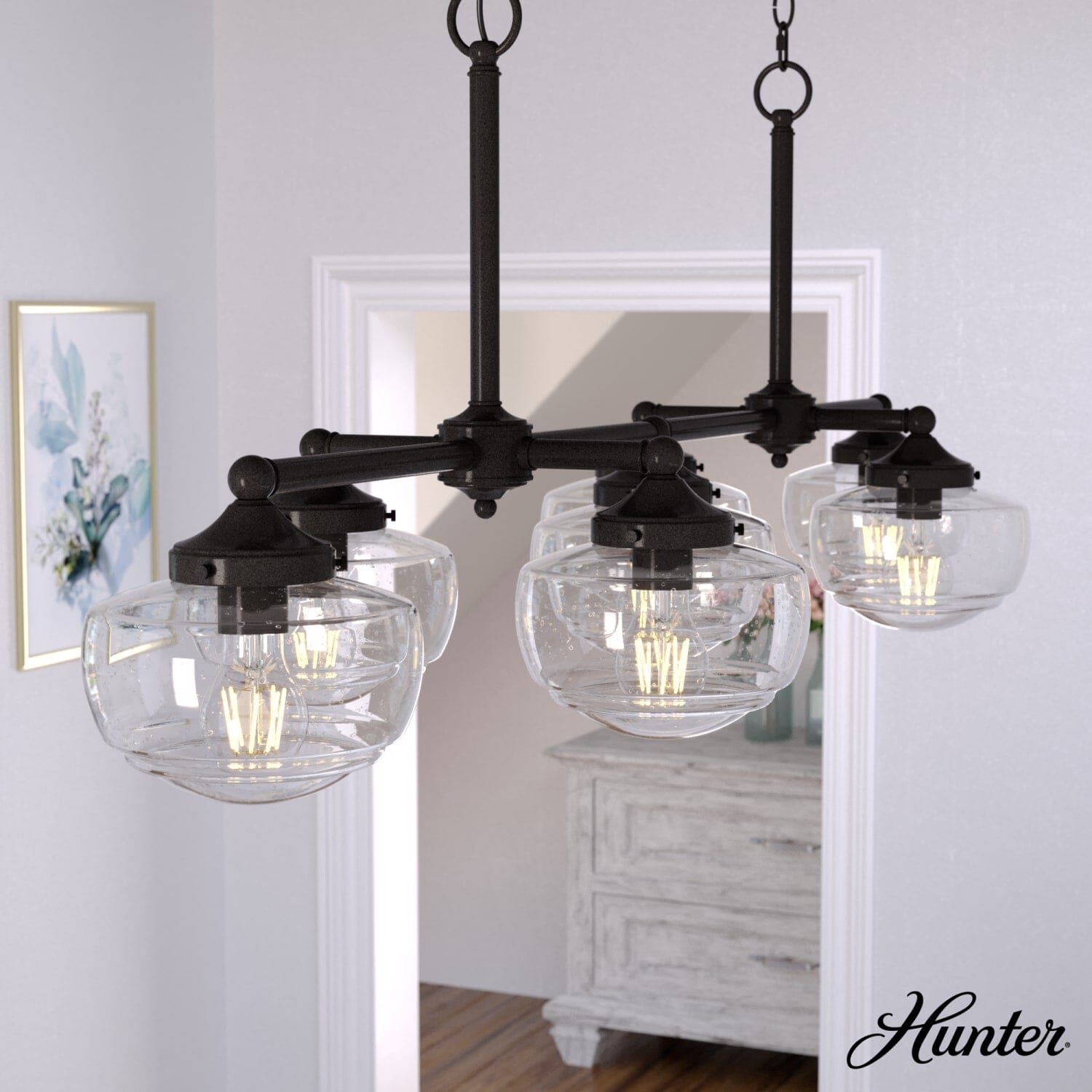 Saddle Creek Clear Seeded Glass 7 Light Linear Chandelier