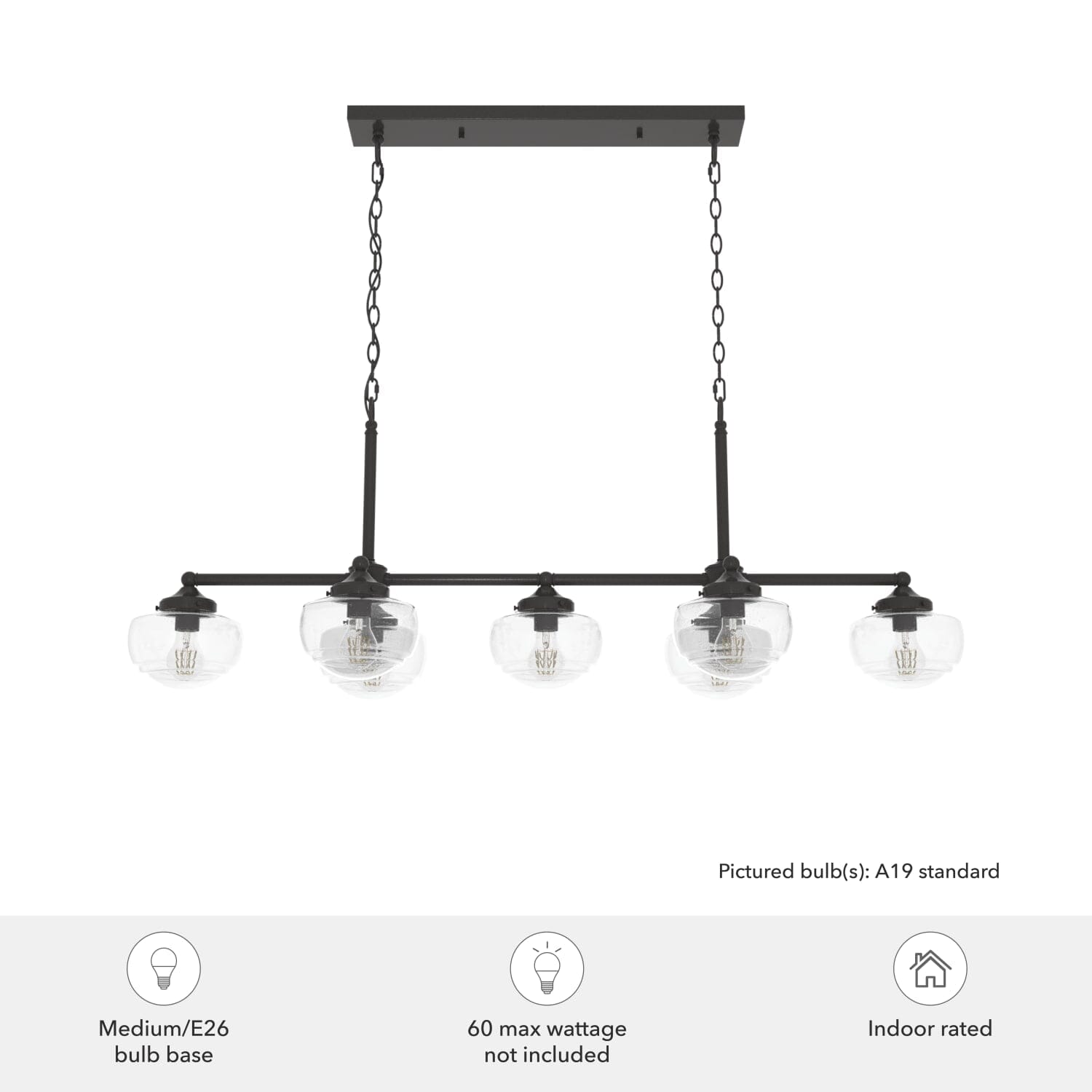 Saddle Creek Clear Seeded Glass 7 Light Linear Chandelier - Image 3