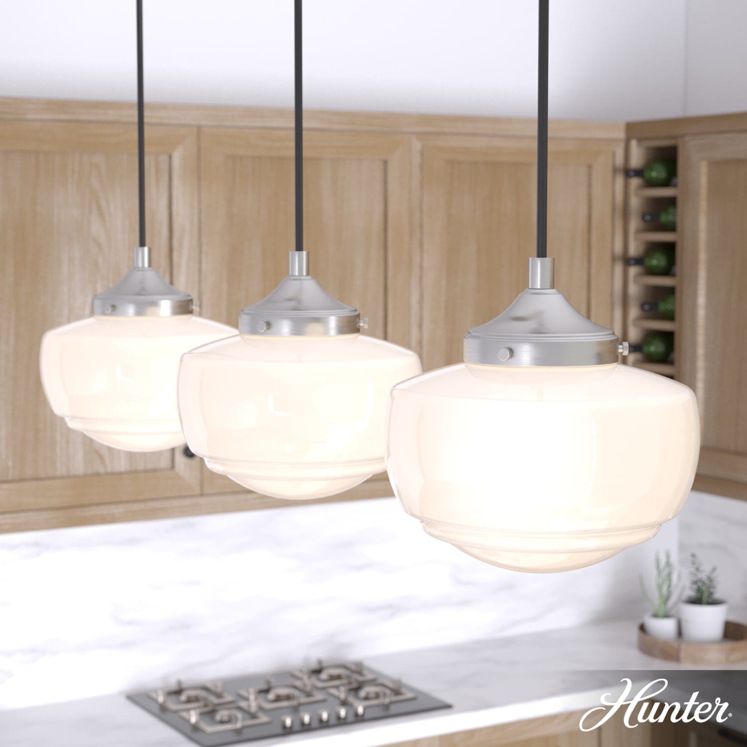 Saddle Creek Shiny Cased White Glass 3 Light Linear Pendant Cluster