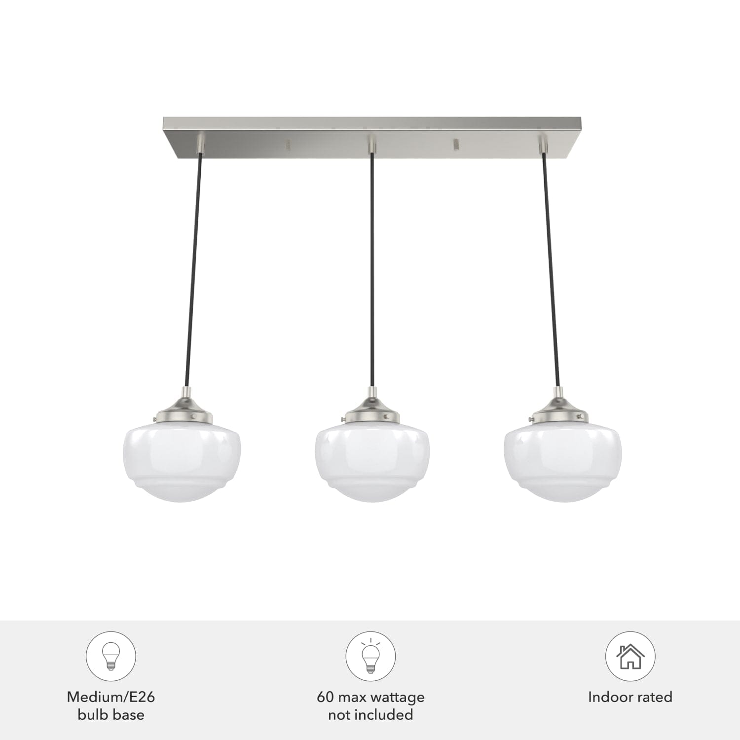 Saddle Creek Shiny Cased White Glass 3 Light Linear Pendant Cluster - Image 5