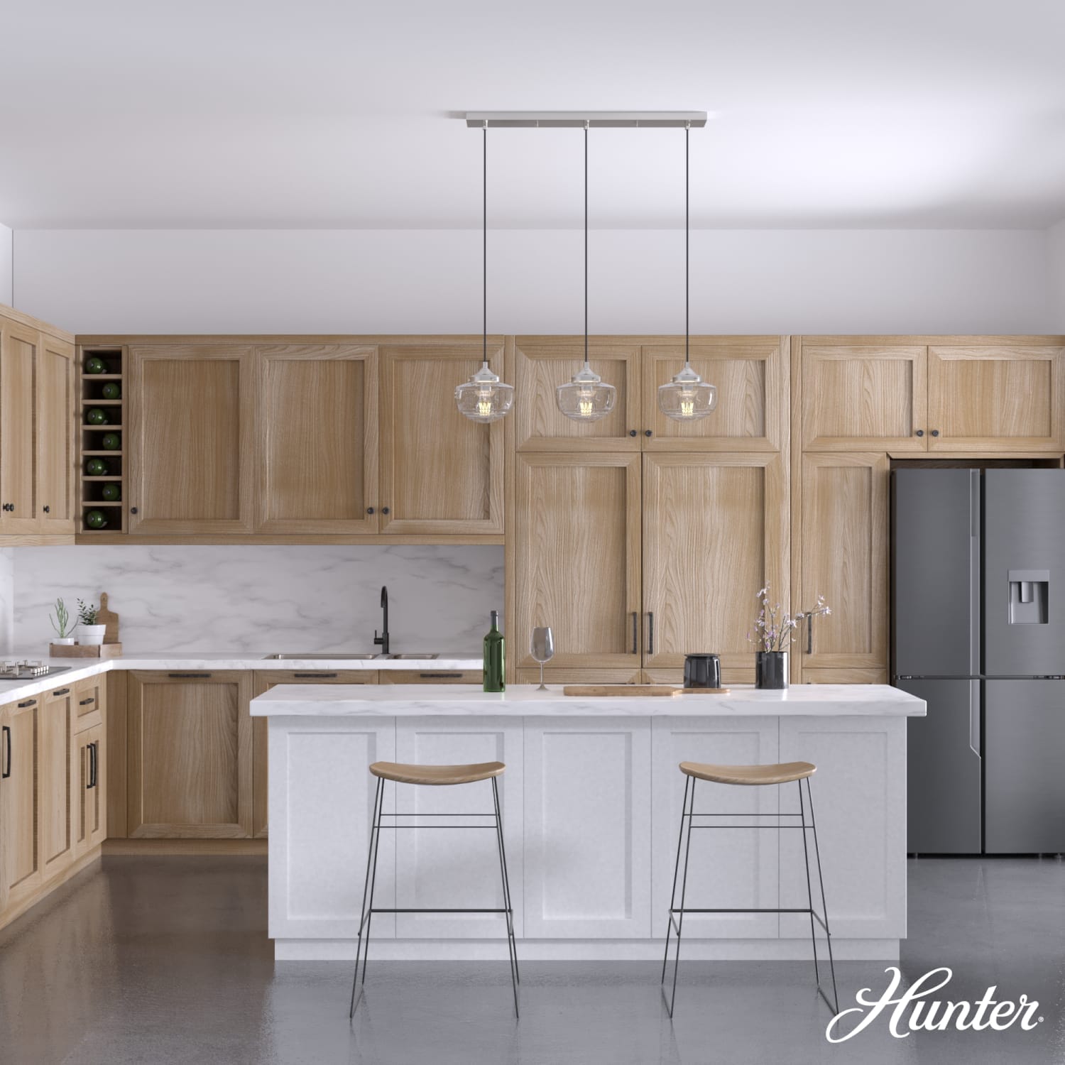 Saddle Creek Clear Seeded Glass 3 Light Linear Pendant Cluster - Image 4