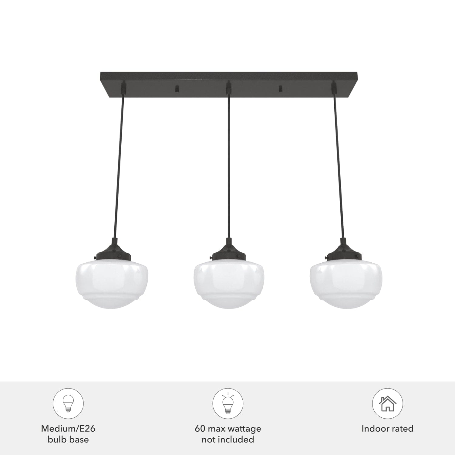 Saddle Creek Shiny Cased White Glass 3 Light Linear Pendant Cluster - Image 6