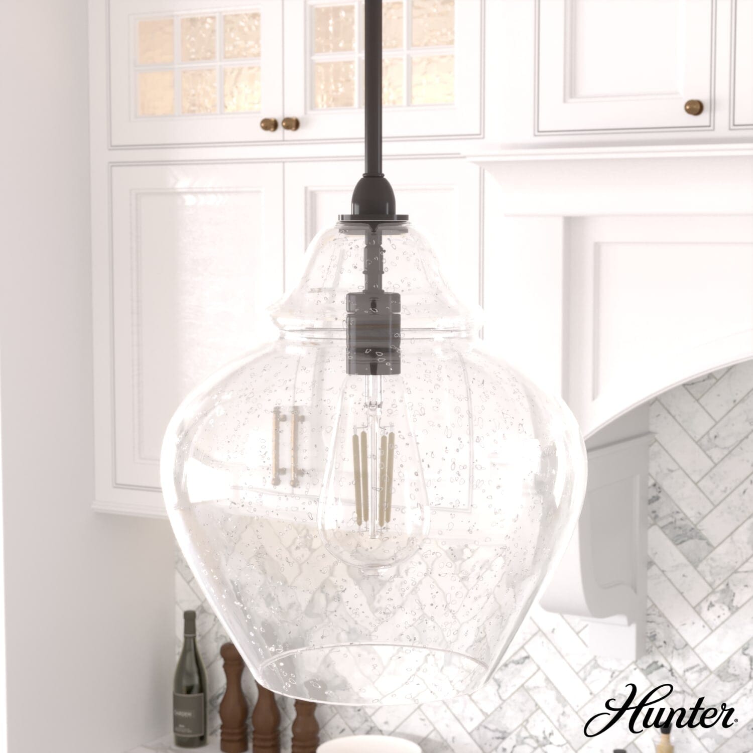 Dunshire Ginger Jar Clear Seeded Glass 1 Light 12 Inch Medium Pendant