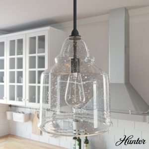 Dunshire Bell Clear Seeded Glass 1 Light 12 Inch Medium Pendant