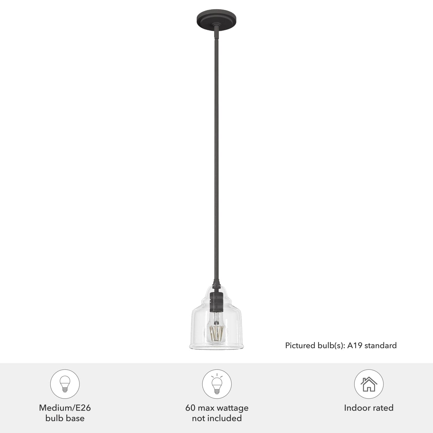 Dunshire Bell Clear Glass 1 Light 6 Inch Mini Pendant - Image 5