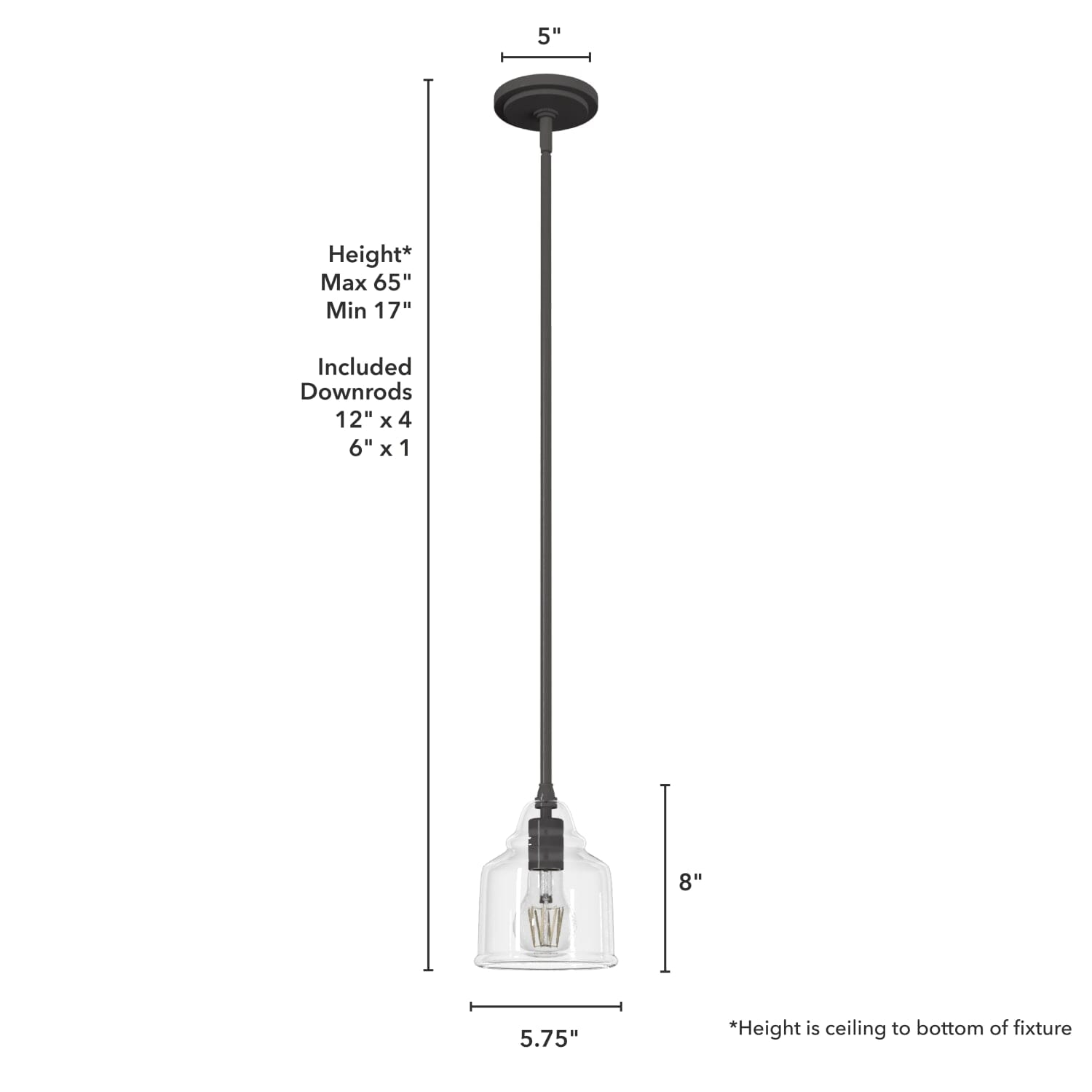 Dunshire Bell Clear Glass 1 Light 6 Inch Mini Pendant - Image 6