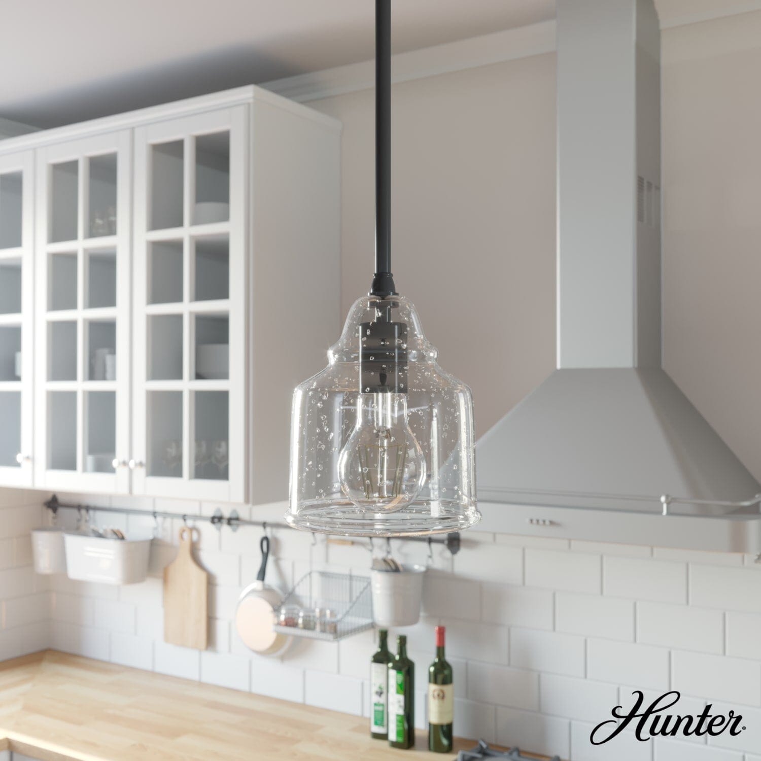 Dunshire Bell Clear Seeded Glass 1 Light 6 Inch Mini Pendant