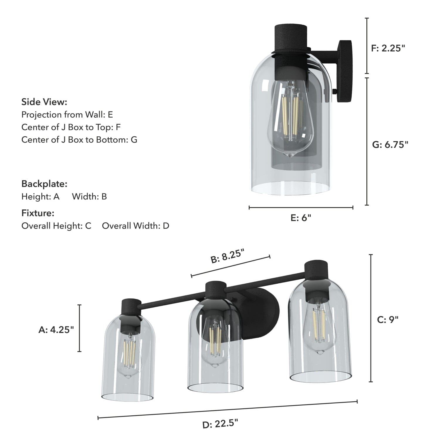 Lochemeade Smoked Glass 3 Light Vanity - Image 4