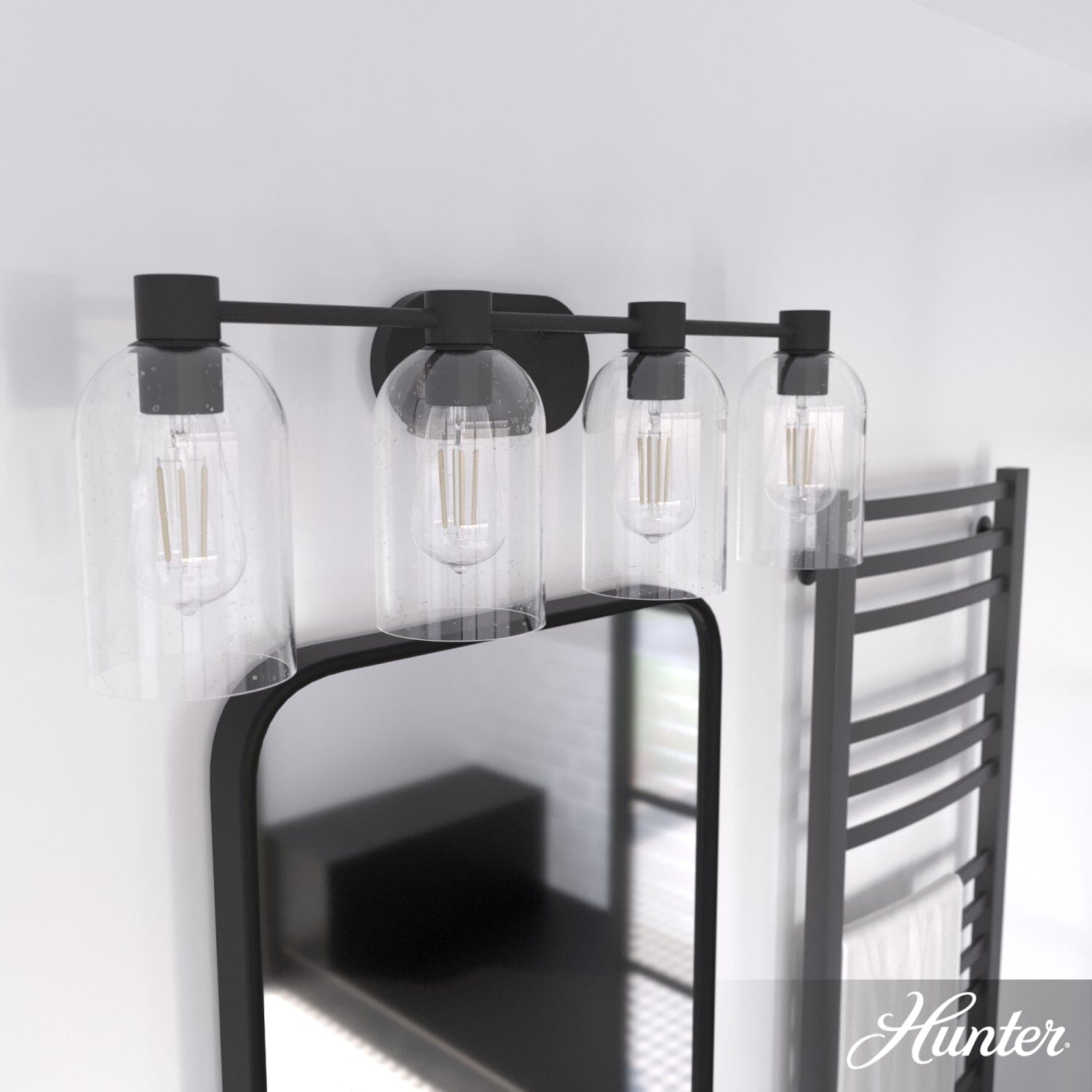 Lochemeade Clear Seeded Glass 4 Light Vanity