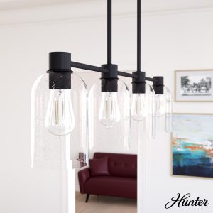 Lochemeade Clear Seeded Glass 4 Light Linear Chandelier
