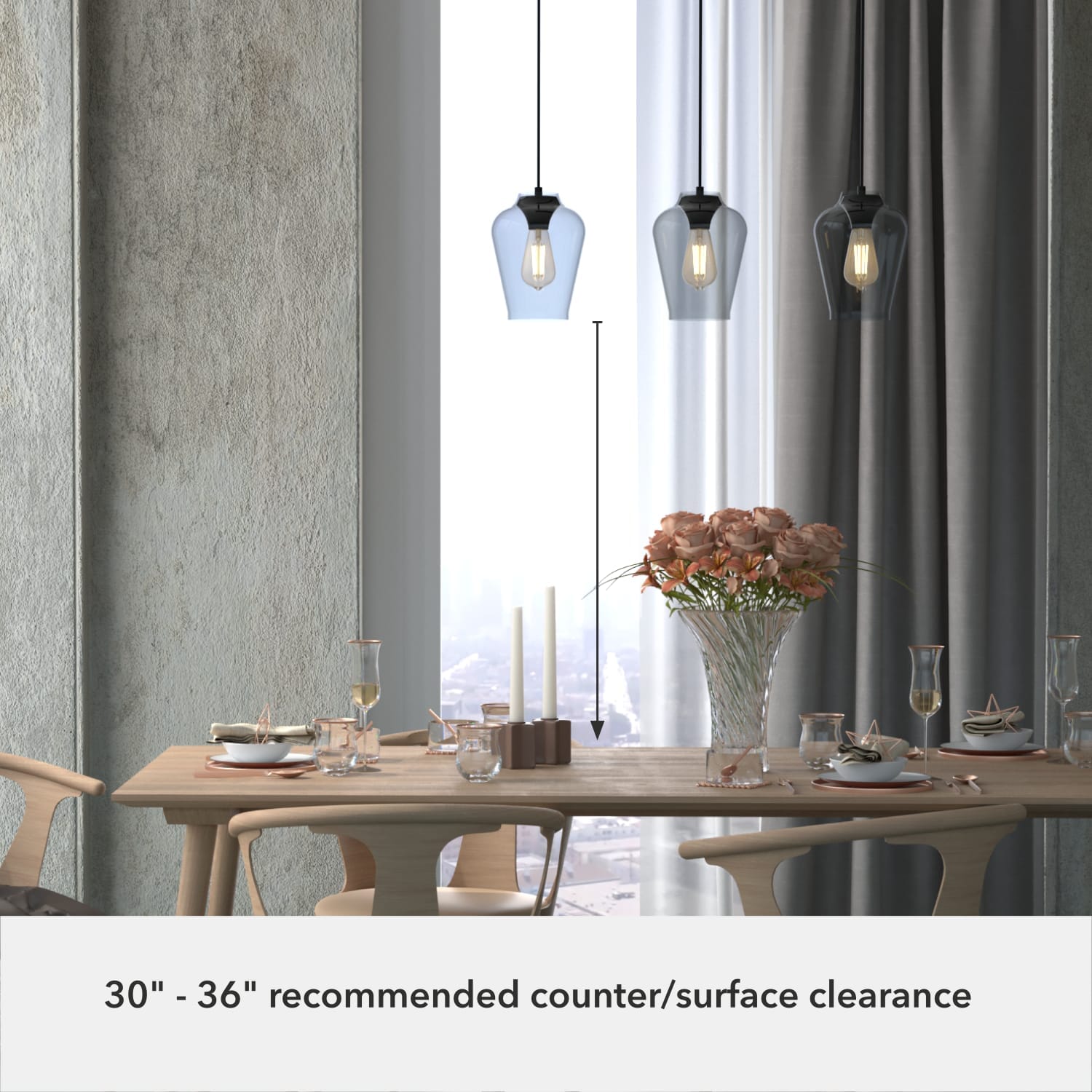 Vidria Smoked Glass 3 Light Linear Pendant Cluster - Image 5