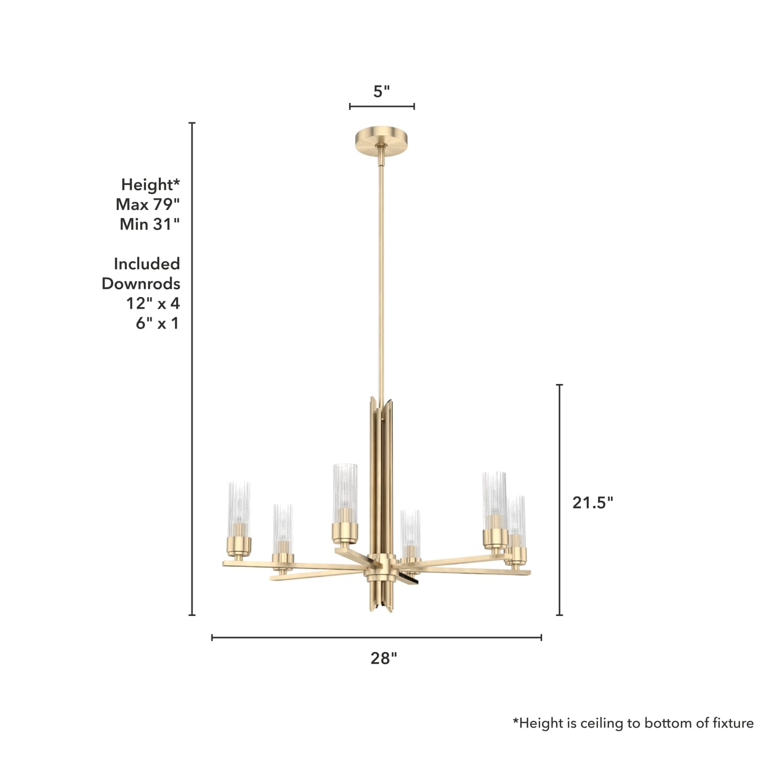 Gatz 6 Light Chandelier Alturas Gold - Image 4