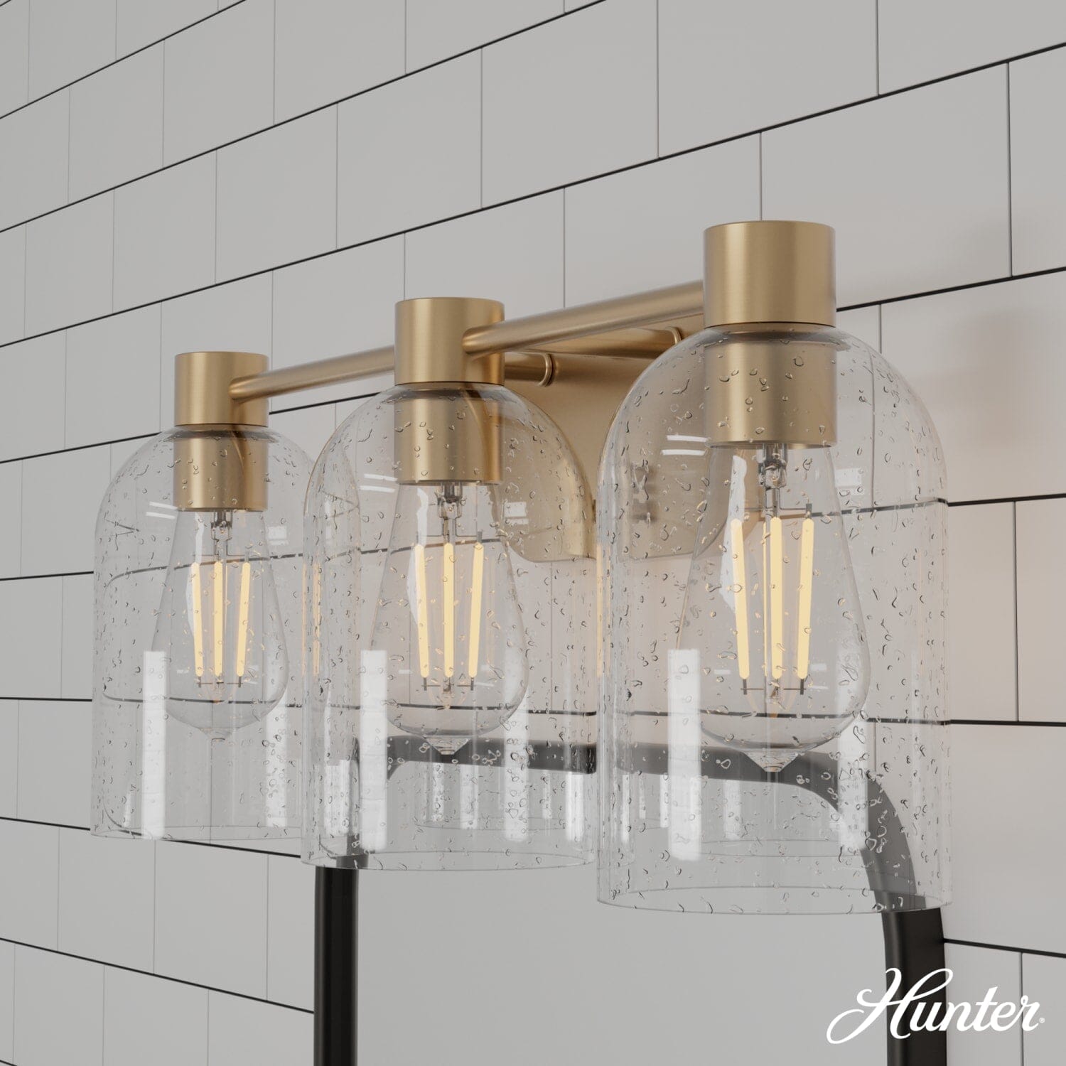 Lochemeade Clear Seeded Glass 3 Light Vanity - Image 3