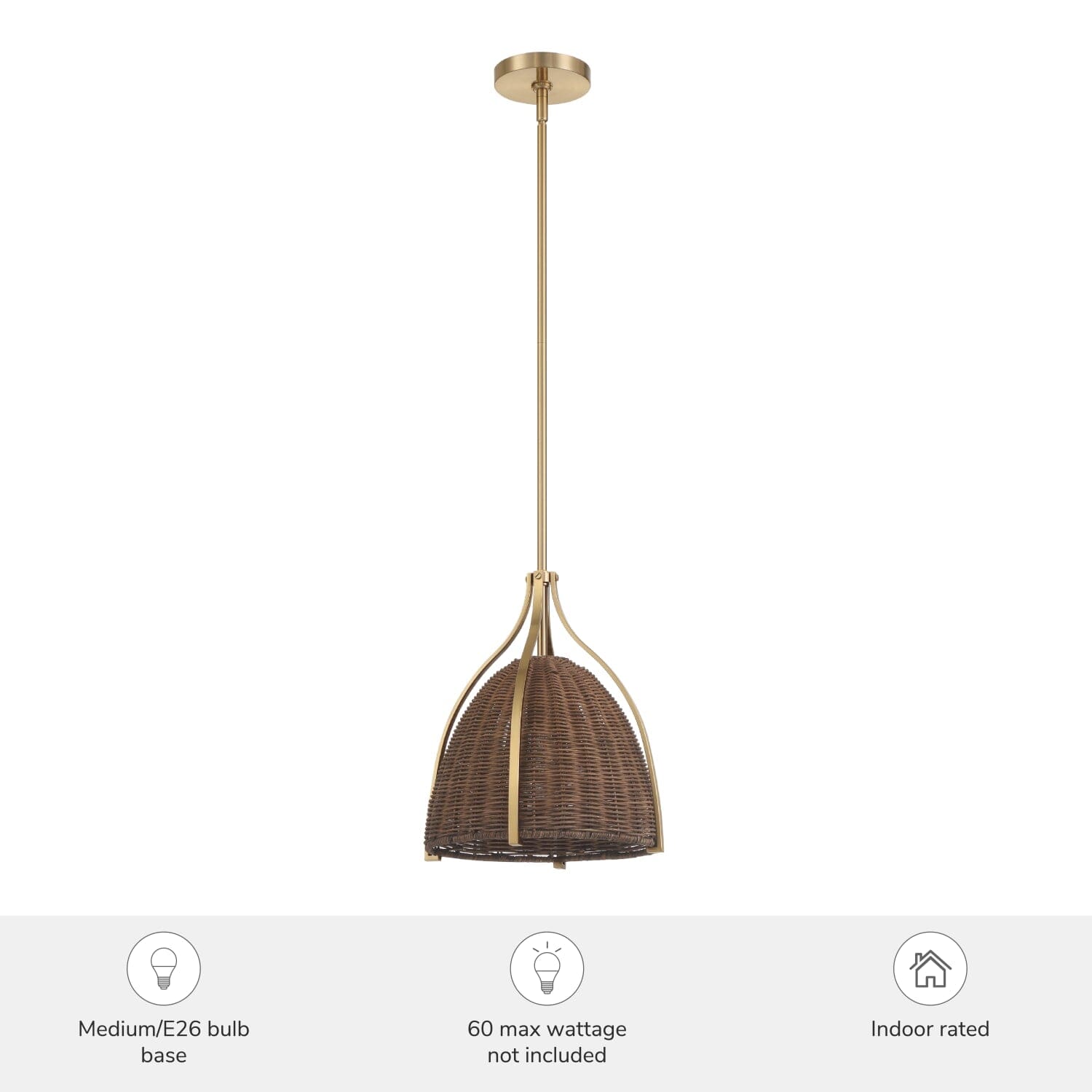 Arcelia Rattan Shade 1 Light Medium 12 Inch Pendant - Image 3