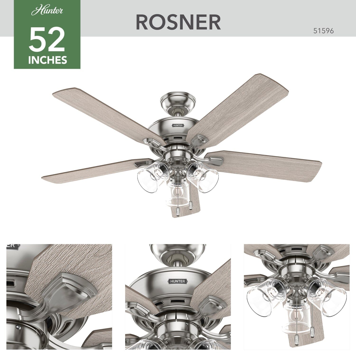 Rosner with 3 Lights 52 inch - Image 4