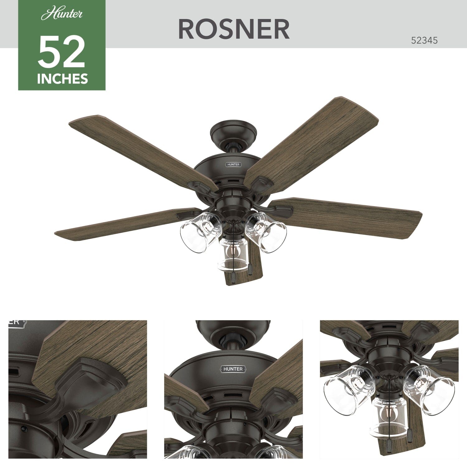 Rosner with 3 Lights 52 inch - Image 6