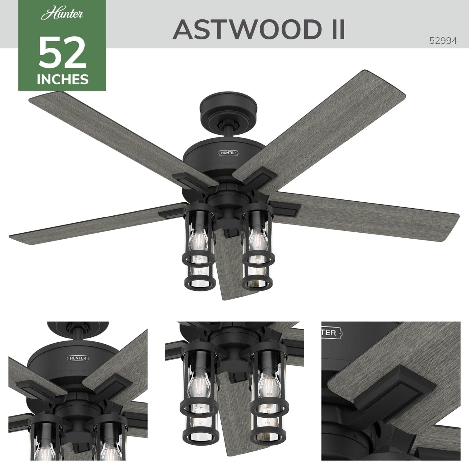 Astwood II Indoor with LED Light 52 inch with remote - Image 4