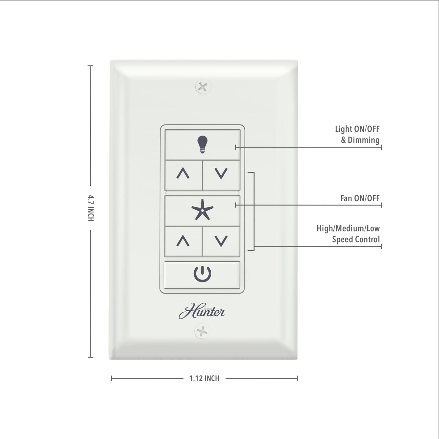 Universal Fan-Light Wall Control with Receiver - 99771 - Image 2