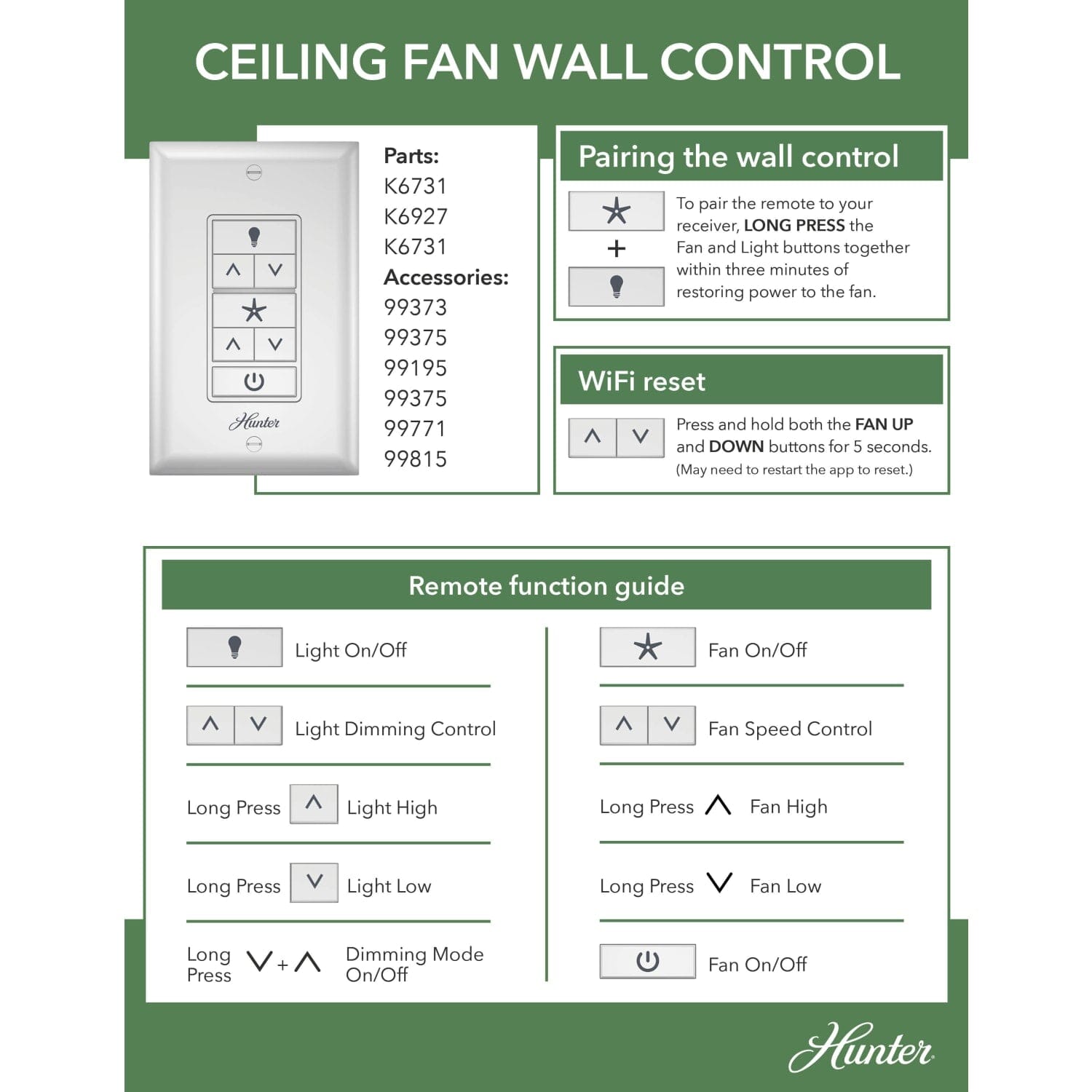 Universal Fan-Light Wall Control (Receiver Not Included) - 99815 - Image 4